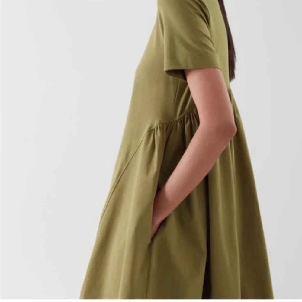 COS Olive Green Parachute Skater Slip Dress - S - Picture 4 of 7